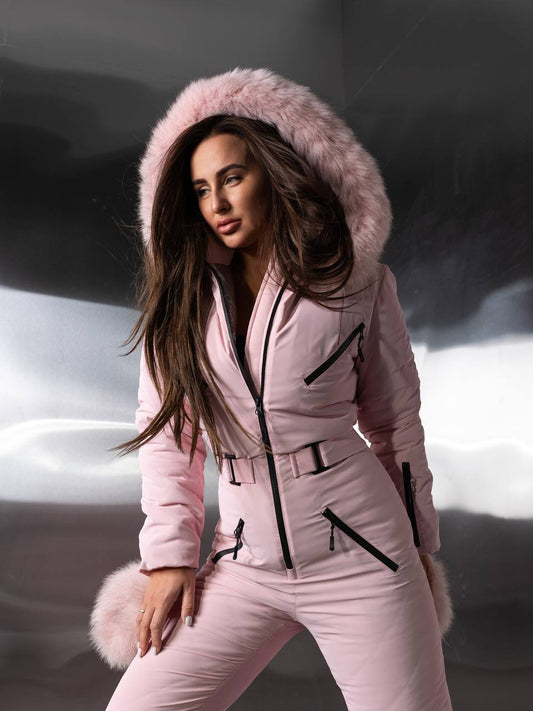 Dream Jumpsuit with Fox Fur – Pink