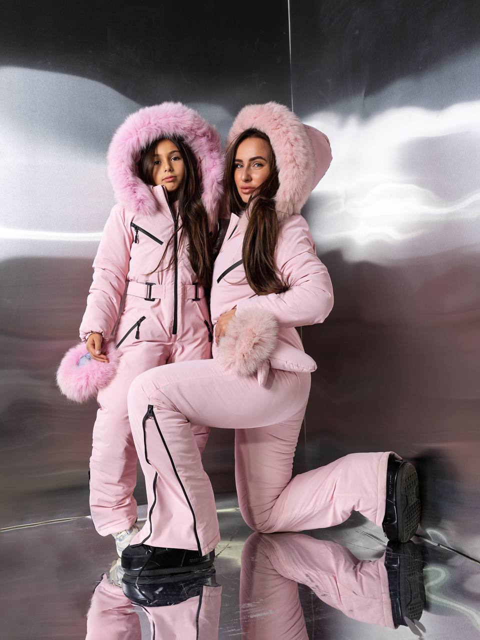 Dream Jumpsuit with Fox Fur – Pink