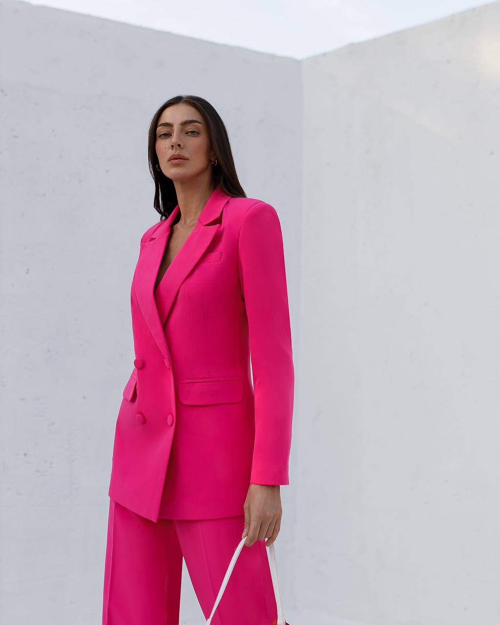 three-piece suit, lined jacket, top and pants