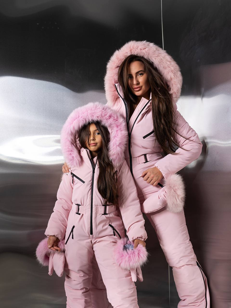 Dream Jumpsuit with Fox Fur – Pink