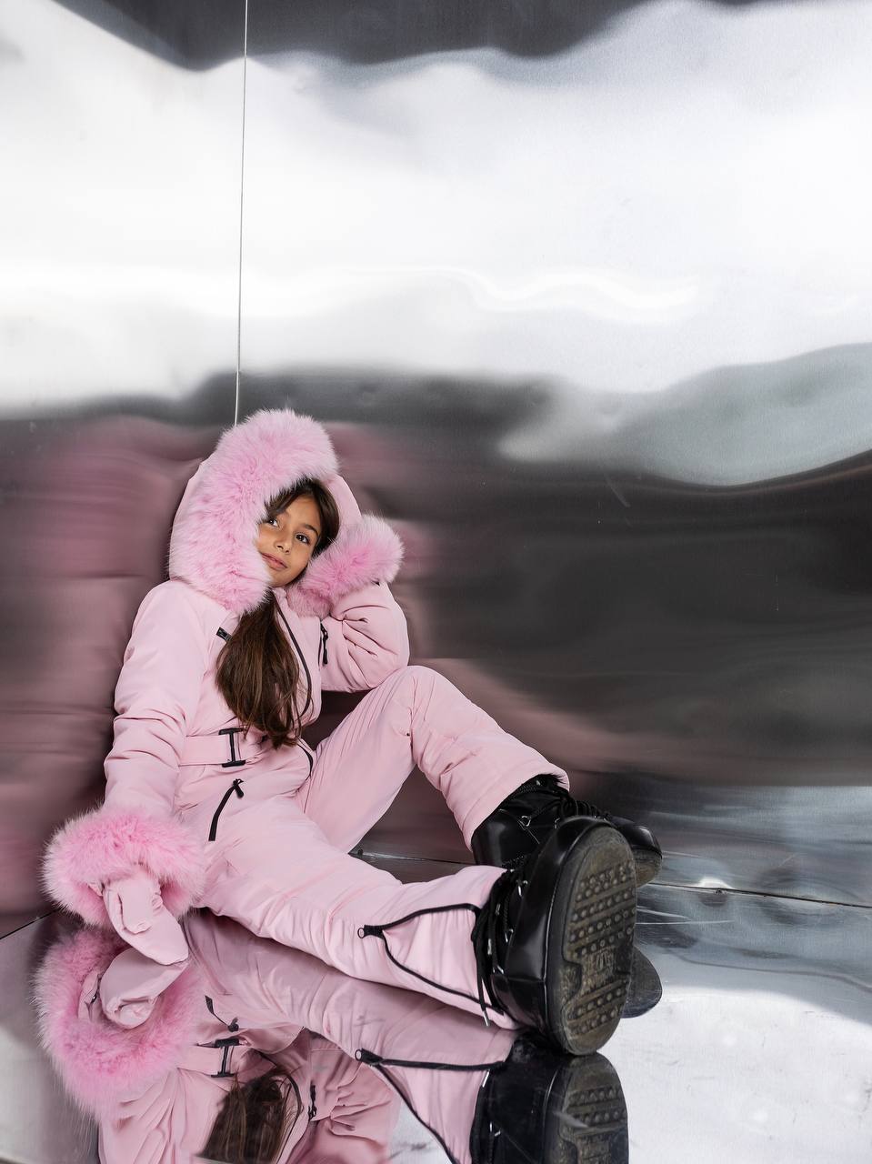 Dream Jumpsuit with Fox Fur – Pink